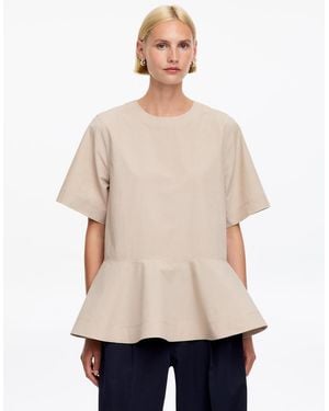 ARKET Pima Cotton Peplum T-Shirt - Natural