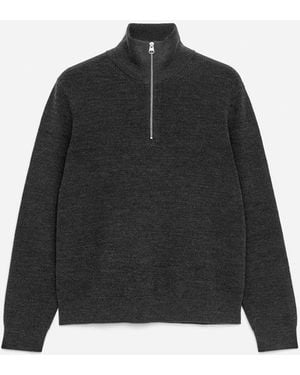 ARKET Wool & Cotton Half Zip Jumper - Black