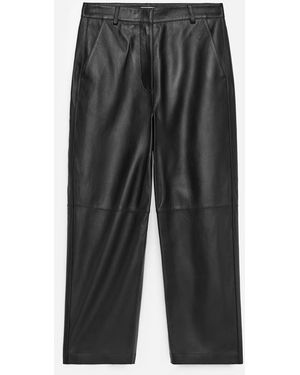ARKET Relaxed Leather Trousers - Black