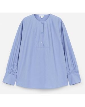 ARKET Cotton-Viscose Bib Blouse - Blue
