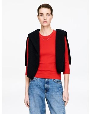 ARKET Slim Crop-Sleeve Rib T-Shirt - Red