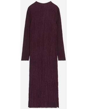 ARKET Mock-Neck Plissé Dress - Purple