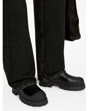 ARKET Chunky Leather Ankle Boots - Black