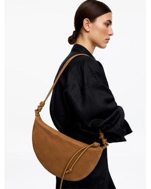 ARKET Split Suede Crescent Bag - Black