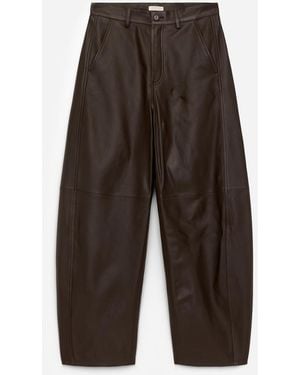 ARKET Barrel Leather Trousers - Black