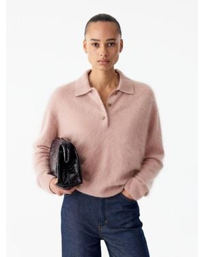 ARKET Brushed Cashmere Polo Jumper - Pink