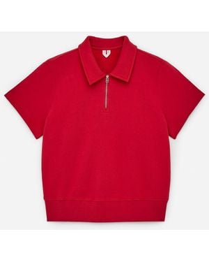 ARKET Half-Zip Terry Top - Red