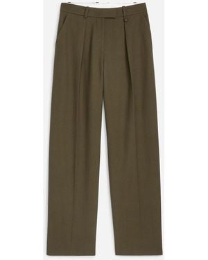 ARKET Pleated Twill Trousers - Green