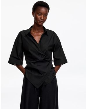 ARKET Cotton Wrap Shirt - Black