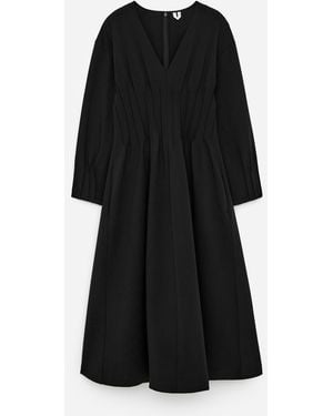 ARKET V-Neck Pleated Dress - Black