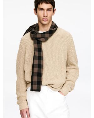 ARKET Chequered Cotton Scarf - Natural