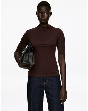 ARKET Rib Mock-Neck Top - Brown