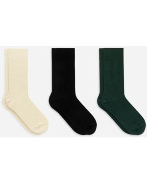ARKET Supima Cotton Rib Socks Set Of 3 Pairs - Black