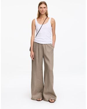 ARKET Wide Linen Trousers - Grey