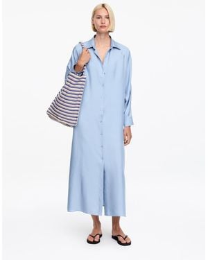 ARKET Silk Twill Shirt Dress - Blue