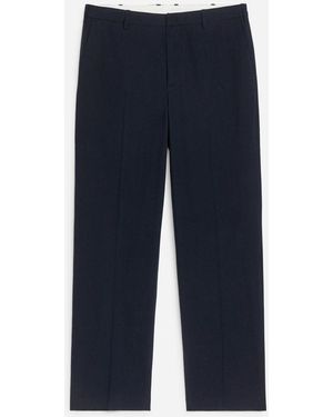 ARKET Linen Blend Seersucker Trousers - Blue