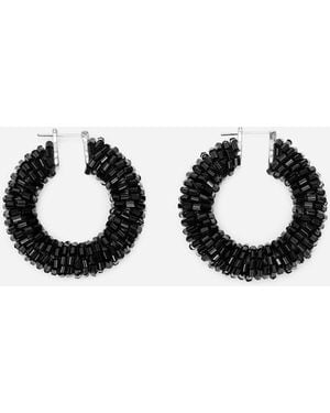 ARKET Beaded Hoop Earrings - Black