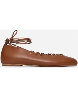 ARKET Lace Up Ballerinas - Natural
