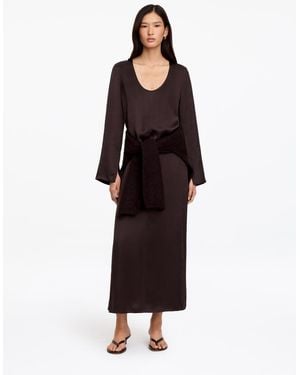 ARKET Scoop-Neck Satin Dress - Brown