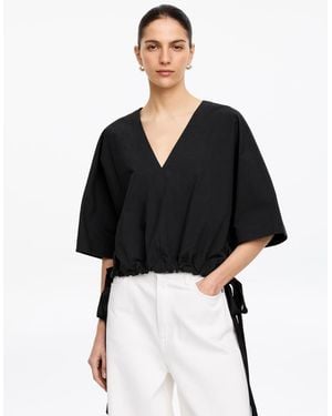 ARKET Drawstring Hem Cotton Top - Black