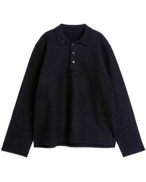 ARKET Boiled Wool Polo Shirt - Black