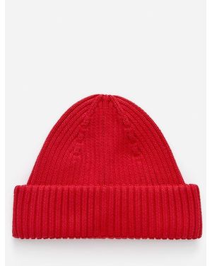 ARKET Ribbed Cotton Beanie - Red