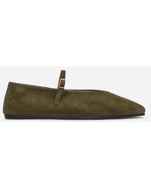 ARKET Suede Mary Jane Flats - Green