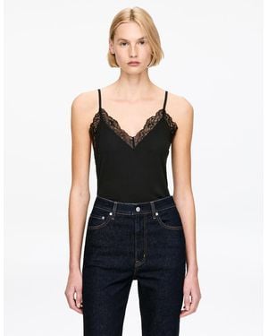 ARKET Lace-Detail Strap Top - Black