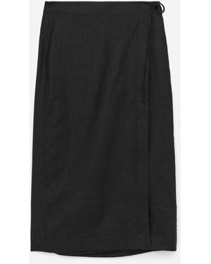ARKET Linen Wrap Skirt - Black