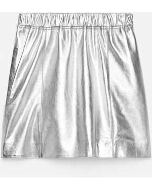 ARKET Metallic Leather Skirt - White