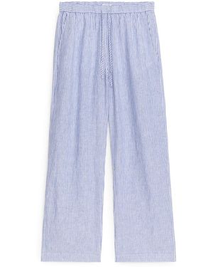 ARKET Linen Drawstring Trousers - Blue