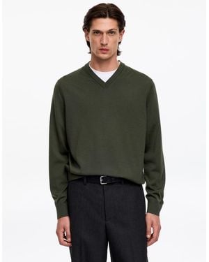 ARKET Merino V-Neck Jumper - Green