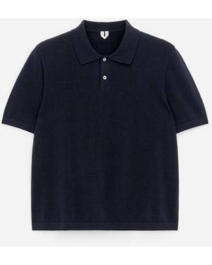 ARKET Fine-Knit Polo Shirt - Blue
