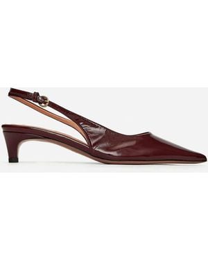 ARKET Slingback Leather Court Shoes - Red