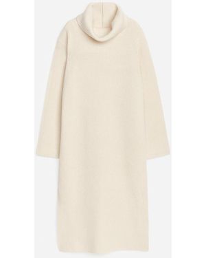 ARKET Roll-Neck Wool Dress - White
