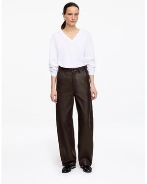ARKET Barrel Leather Trousers - Black