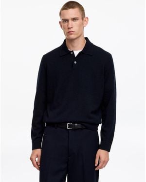 ARKET Pure Cashmere Knitted Polo Shirt - Blue