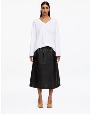 ARKET Pull-On Leather Skirt - White