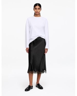 ARKET Lace-Detail Satin Skirt - White