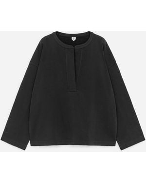 ARKET Open-Placket Sweatshirt - Black