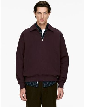 ARKET Sweatshirt Aus Baumwolle Mit Kurzem Reißverschluss - Lila