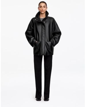 ARKET Lederjacke Mit Stehkragen - Schwarz