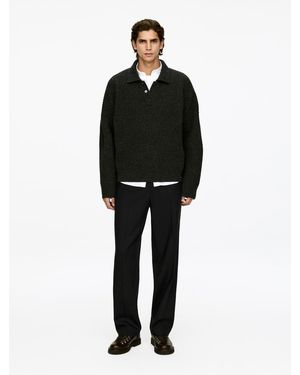 ARKET Loose-Fit Wool Trousers - Black