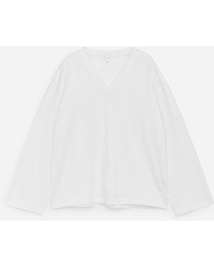 ARKET Relaxed V-Neck T-Shirt - White