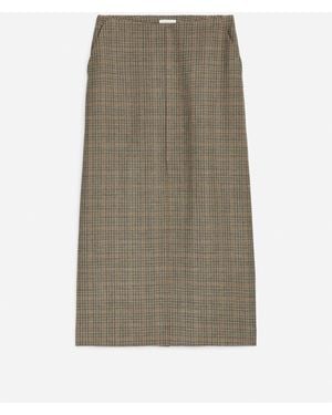 ARKET Checked Wool Pencil Skirt - Natural
