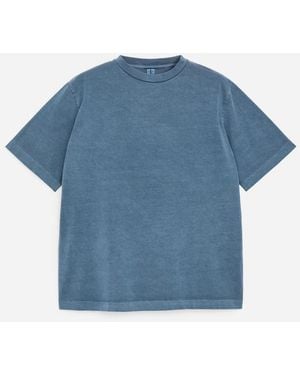 ARKET Garment-Dyed Interlock T-Shirt - Blue