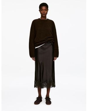 ARKET Lace-Detail Satin Skirt - Black