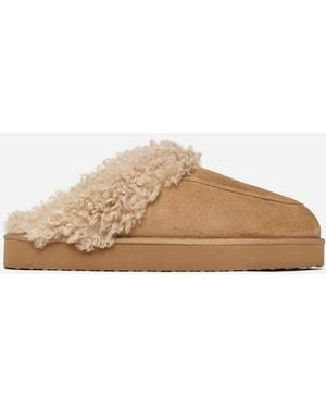 ARKET Faux-Fur Slippers - Natural