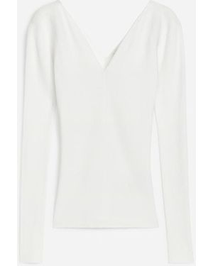 ARKET V-Neck Rib Top - White