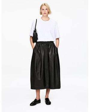 ARKET Barrel Leather Skirt - Black